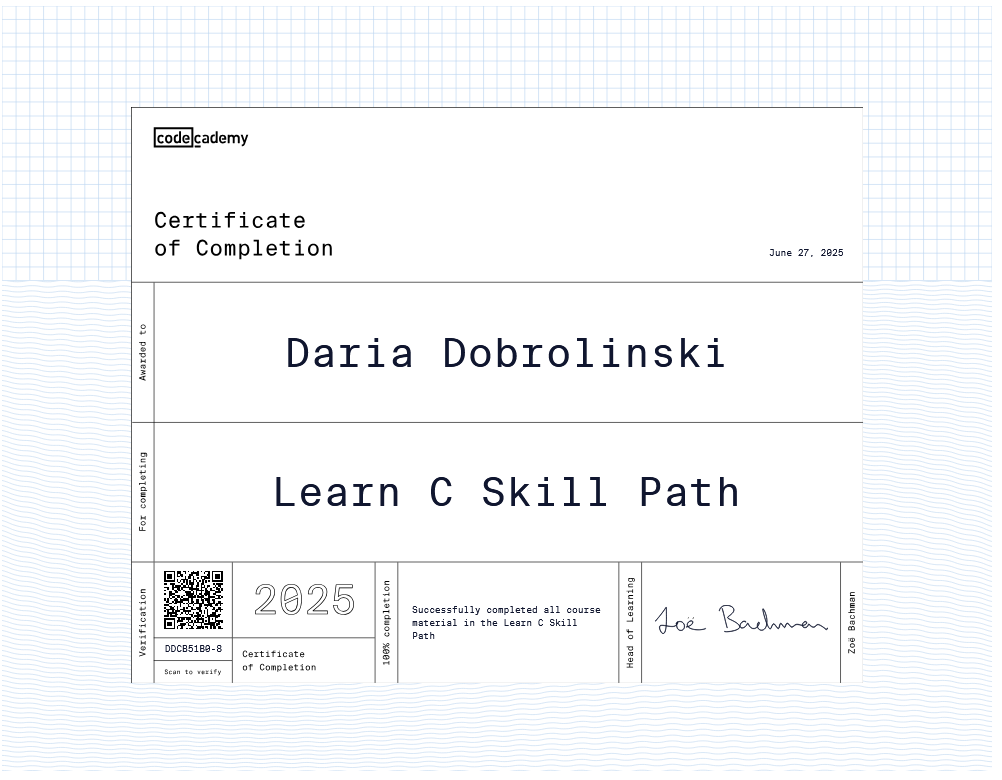 C Course Certificate