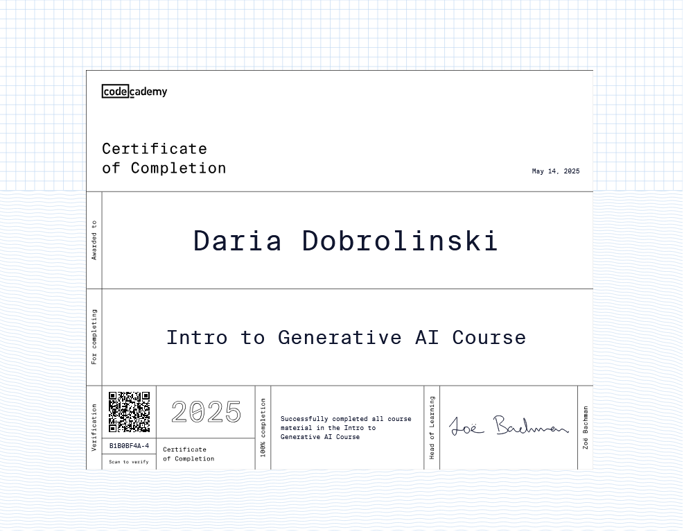 Generative AI Course Certificate